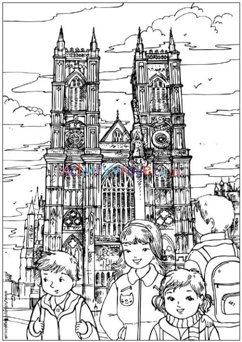 Westminster Abbey colouring page