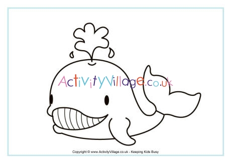 Whale colouring page