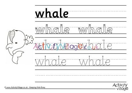 Whale handwriting worksheet