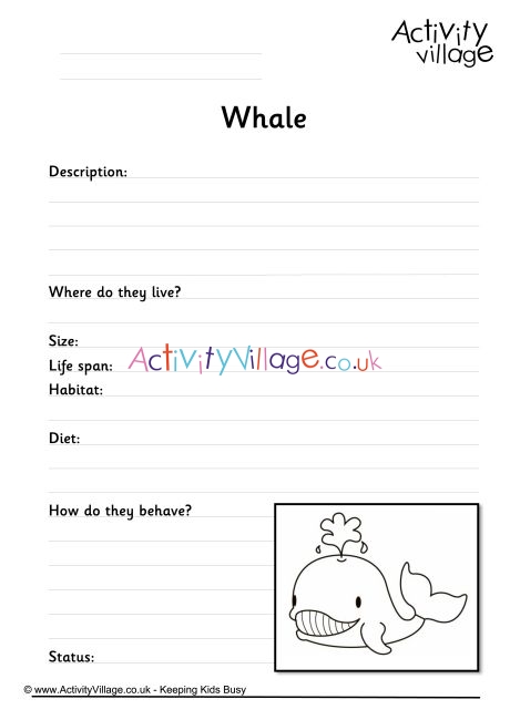 Whale worksheet