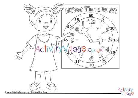 What Time Is It Colouring Page