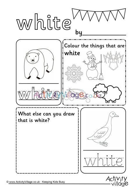 White Colour Worksheet