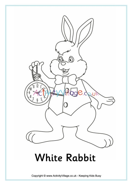 White Rabbit Colouring Page