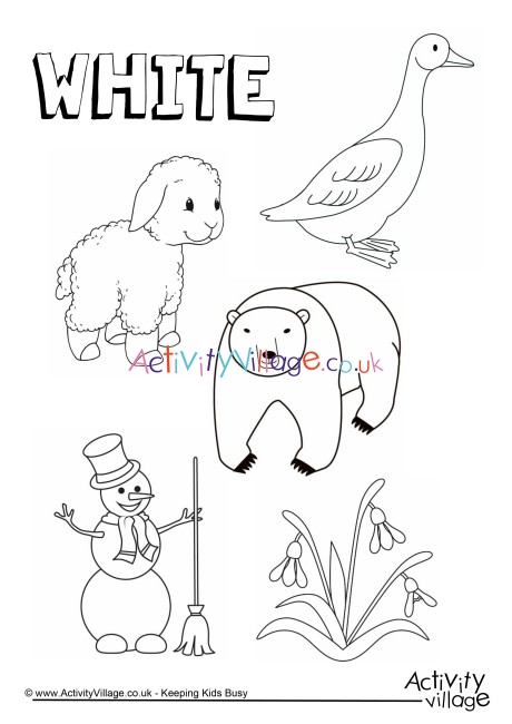 White Things Colouring Page