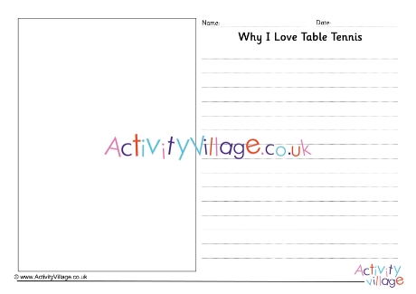 Why I Love Table Tennis Writing Prompt