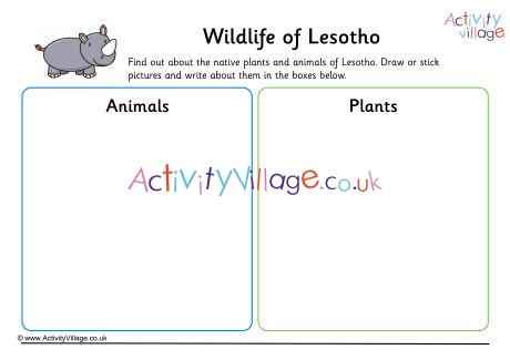 Wildlife Of Lesotho Worksheet