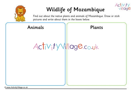 Wildlife Of Mozambique Worksheet