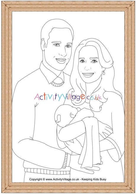 Will and Kate new arrival colouring page 