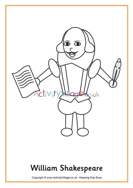 William Shakespeare colouring page 2