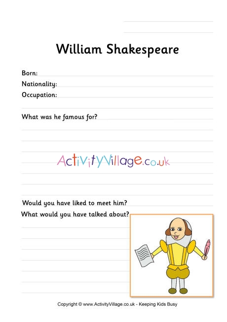 William Shakespeare worksheet 