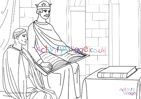 William the Conqueror and the Domesday Book colouring page
