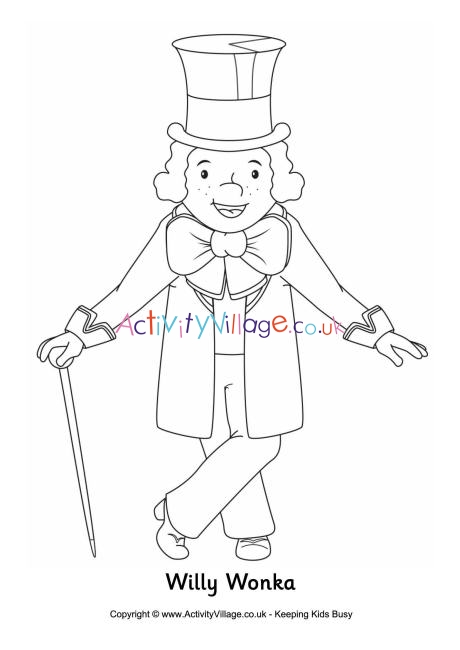 Willy Wonka colouring page