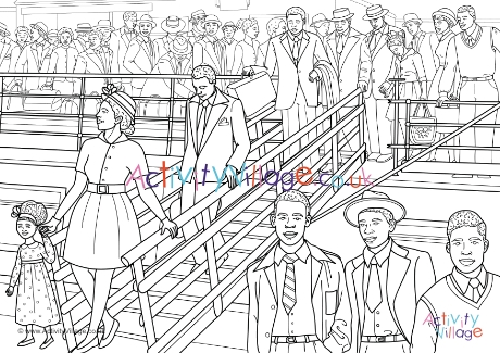 Windrush generation colouring page