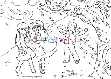 Windy Day Colouring Page