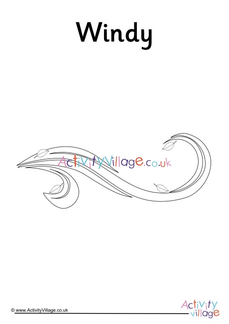Windy Weather Symbol Colouring Page