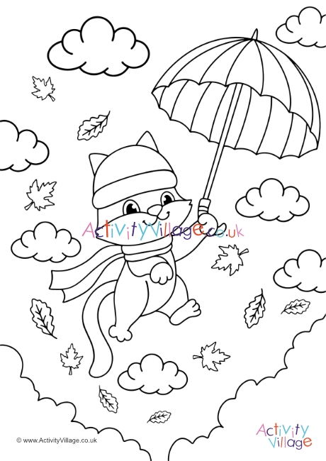 Windy Weather Colouring Page