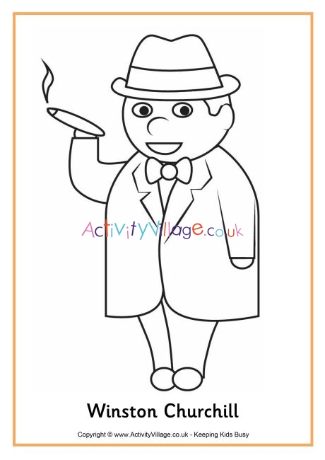 Winston Churchill colouring page