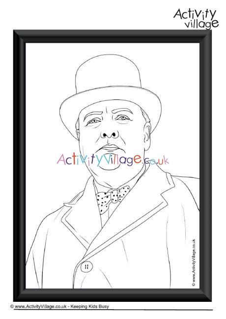 Download Winston Churchill Portrait Gallery Colouring Page