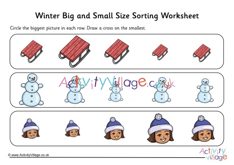 Winter Big And Small Size Sorting Worksheet