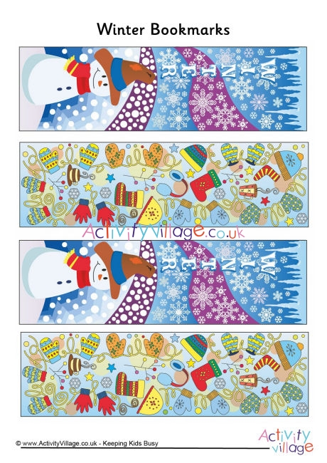 Winter doodle bookmarks