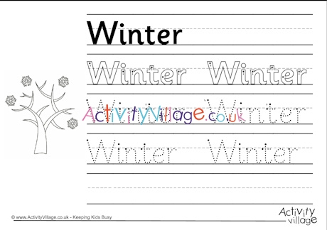 Winter handwriting worksheet 2