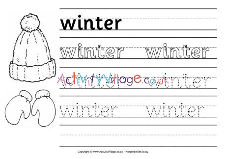 Winter handwriting worksheet