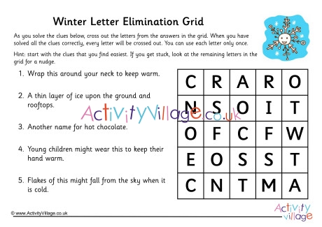 Winter Letter Elimination Grid
