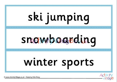 Winter Olympic sports word cards