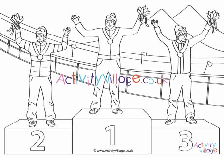 Winter Olympics medal winners colouring page
