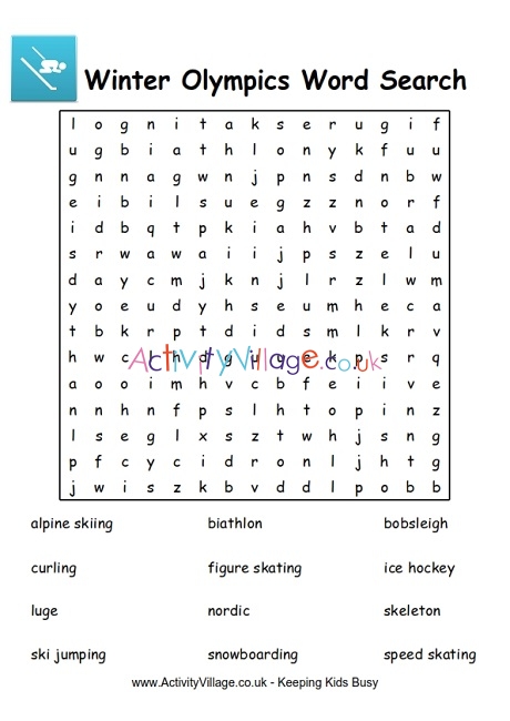Winter Olympics word search