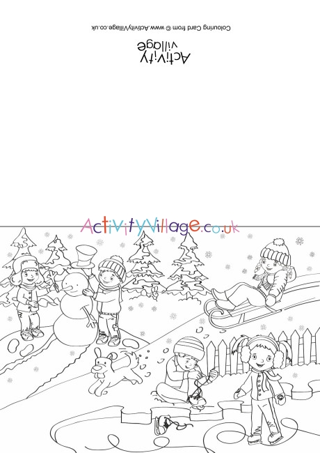 Winter Scene Colouring Card
