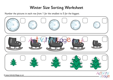 Winter Size Sorting Worksheet