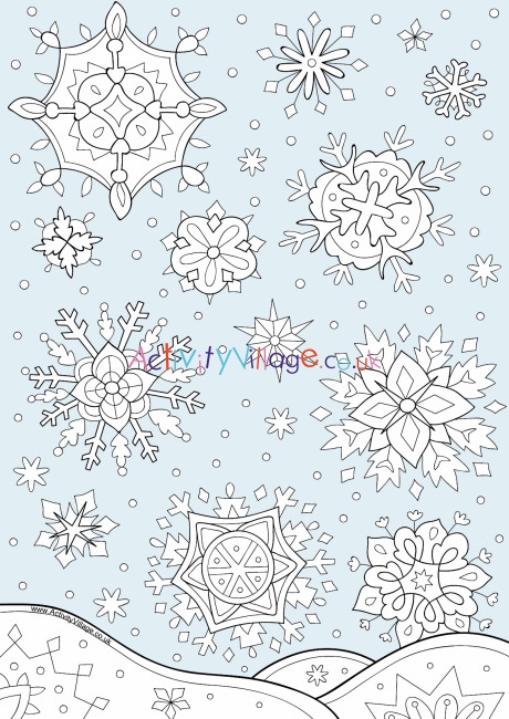 Winter snowflake colour pop colouring page