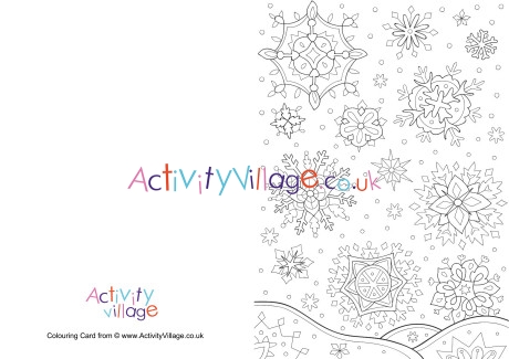 Winter snowflakes colouring card