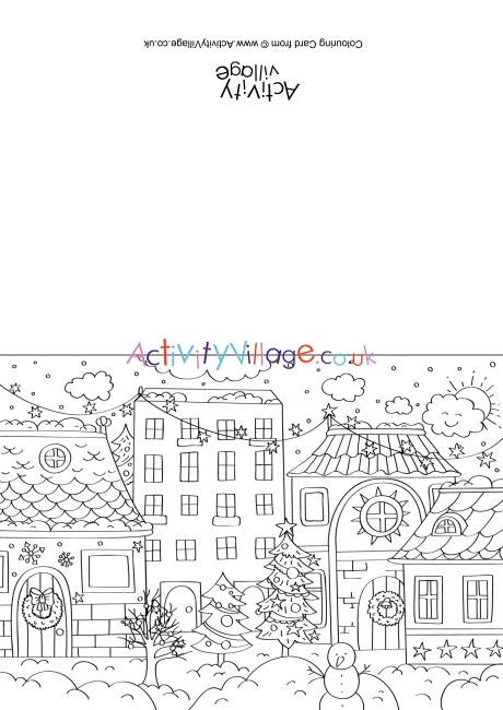 Winter Street Colouring Card