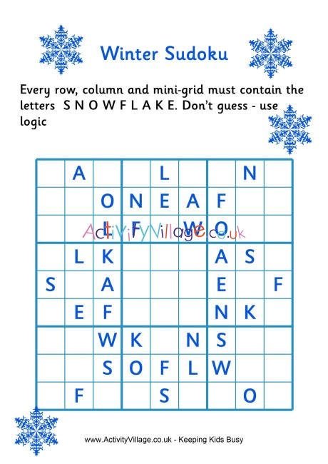 Winter sudoku - difficult