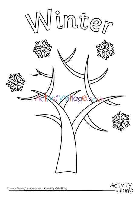 Winter tree colouring page
