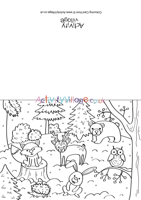 Winter Woodland Colouring Card