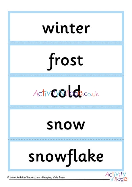 Winter word cards