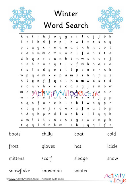 picture Printable Winter Word Puzzles winter word search