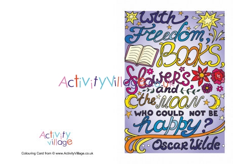 With freedom, books, flowers card
