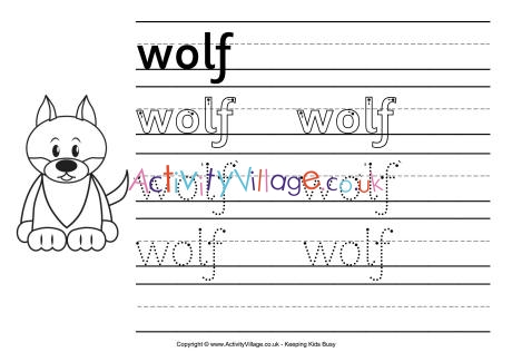 Wolf handwriting worksheet