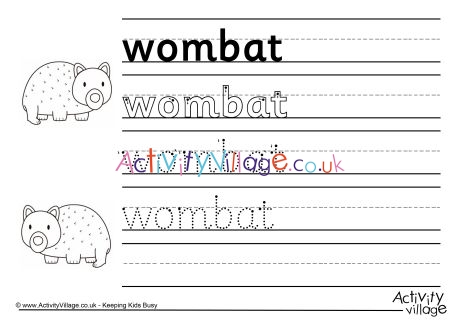 Wombat handwriting worksheet