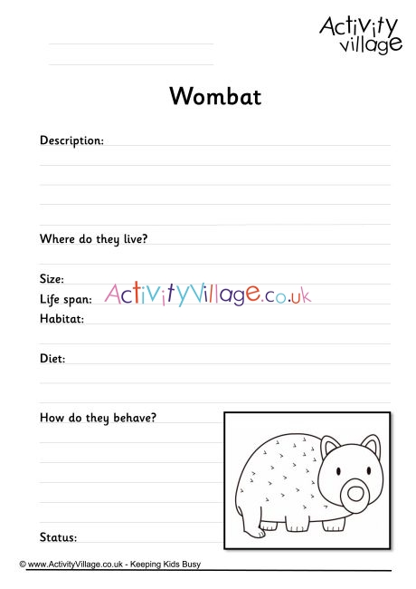 Wombat worksheet