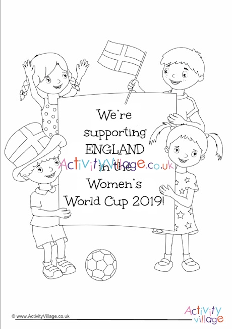 Women's World Cup 2019 England supporters colouring page