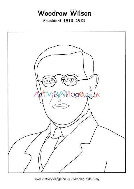 Woodrow Wilson colouring page 1