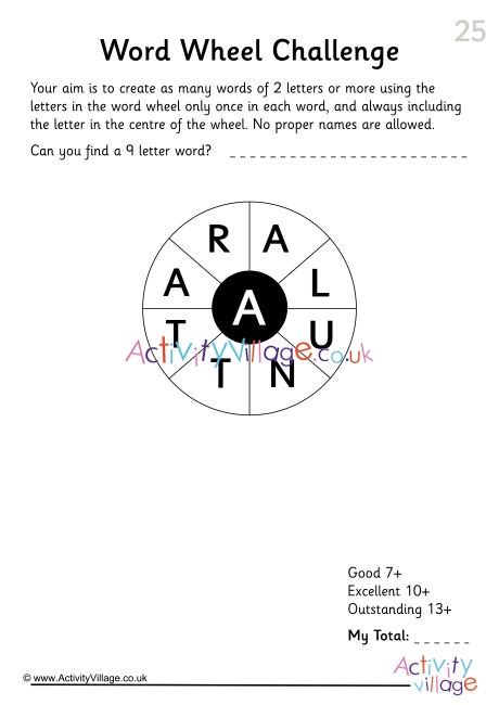 Word Wheel Challenge 25