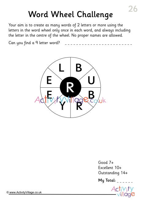 Word Wheel Challenge 26 Word Wheel Challenge 26