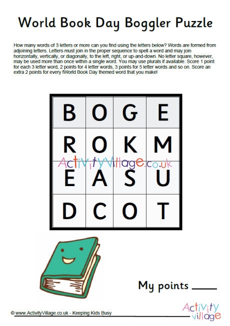 World Book Day boggler puzzle