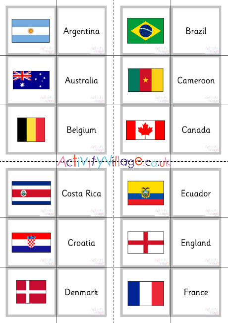 World Cup 2022 flag matching game flash cards